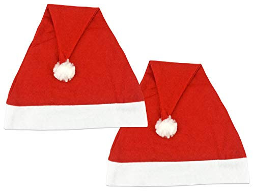 Ciffre 2 Stück im Set Weihnachtsmütze Nikolausmütze Winter Mütze Mützen Nikolaus Santa Rot