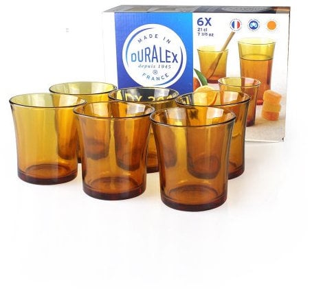 Duralex Vermeil DX2000 Amber Tinted Tempered Glass Tumbler, 7.5oz / 210ml - Pack of 6