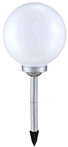 s.LUCE Force LED Solar Gartenkugel Kunststoff silber weiß, Durchmesser 25 cm 10774