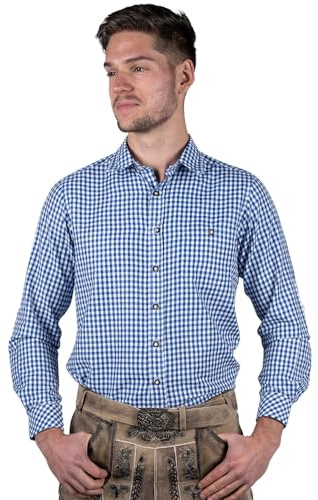Edelnice Trachtenmode Herren Trachtenhemd Uni oder kariert, mit Stickerei, viele Verschiedene Modelle Gr. S-5XL