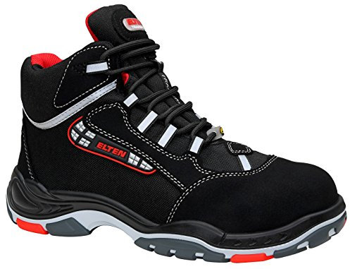 ELTEN Sicherheitsschuhe SANDER ESD S3, Herren, Textil, Kunststoffkappe (leichter als Stahlkappe), leicht, sportlich, Schwarz/Rot, Größe: 46