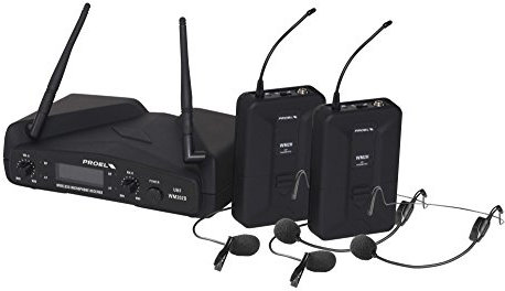 PROEL WM202DH UHF DUAL Coppia Radiomicrofoni Wireless ad archetto + Custodia