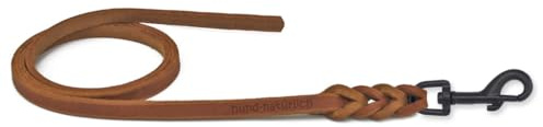 Fettlederleine für Hunde 1m / 1,35m / 2,20m / 3m Bolzenkarabiner schwarz matt, ohne Handschlaufe Cognac 1m x 8mm