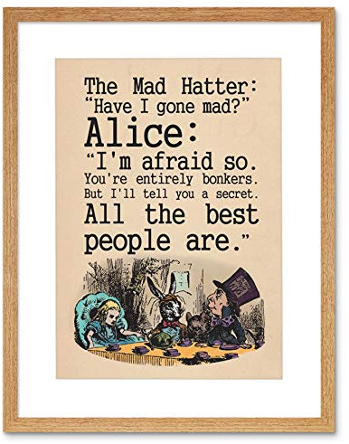 Wee Blue Coo Quote Carroll Book Alice Wonderland Mad Hatter Tea Party Framed Wall Art Print