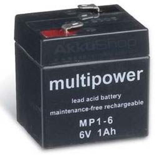 Multipower MP1-6 Akku PB Blei, 6 Volt 1000mAh, Anschluss 4,8m
