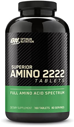 Optimum Nutrition Superior Amino 2222 Tablets, Complete Essential Amino Acids, EAAs, 160 Count