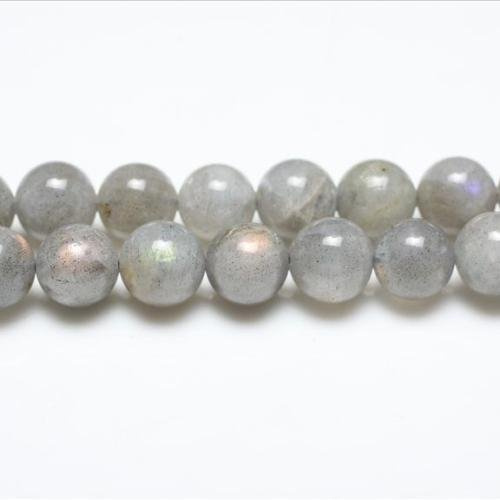 Strand Of 62+ Grey Labradorite 6mm Plain Round Beads - (GS0663-1) - Charming Beads, Small