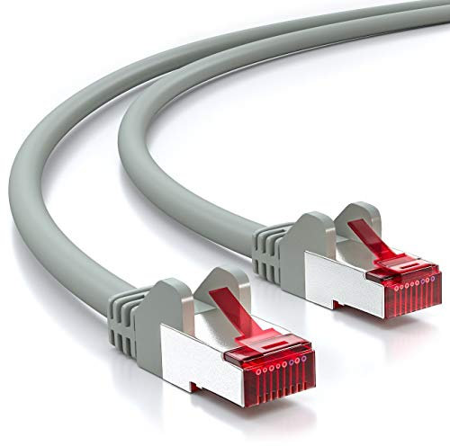 deleyCON 0,5m CAT6 Cable de Red - S/FTP PIMF Blindaje CAT-6 RJ45 Ethernet Cable de Conexión - LAN DSL Módem Los Paneles de Parcheo - Gris