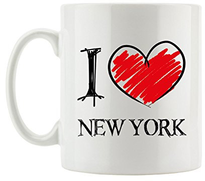 Pixxprint I Love New York Fun - Tazza in ceramica bianca, lavabile in lavastoviglie