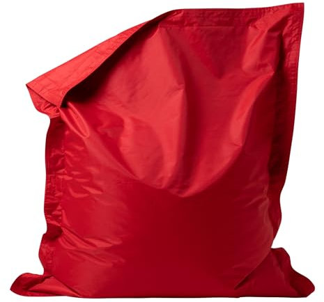 Bean Bag Bazaar Outdoor Kids Bean Bag, Red, Water Resistant Fabric, Indoor Outdoor Beanbag with Filling Included, 125cm x 100cm, Floor Cushion, Kids Garden Chair also ideal for Bedroom, Playroom