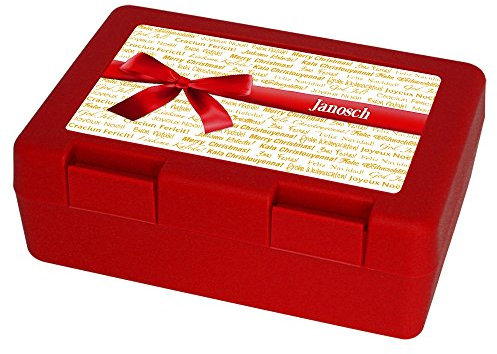 Eurofoto Weihnachts-Keksdose mit Namen Janosch und Motiv „Nr. 1“ mit Text „Frohe Weihnachten“ in vielen Sprachen