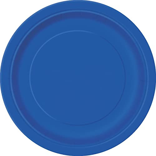 Unique- Platos de Papel Ecológicos-23 cm Azul Rey-Paquete de 8, Color royal blue, 23 cm (31465EU)