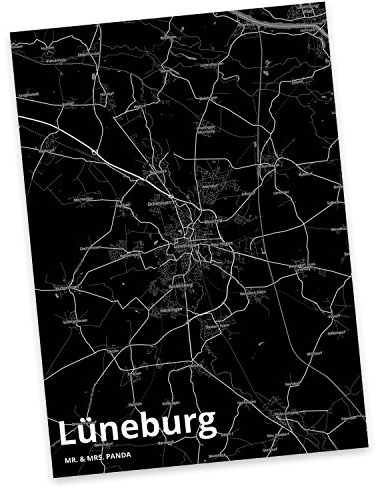 Mr. & Mrs. Panda Postkarte Lüneburg - Geschenk, Grußkarte, Stadt Dorf Karte Landkarte Map Stadtplan, Ansichtskarte, Ansichtskarten, bildkarte, Postkarten