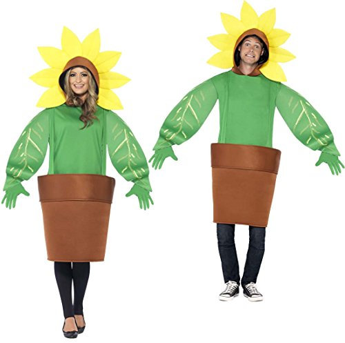 NET TOYS Kostüm Sonnenblume Jumpsuit Blume Unisex Faschingskostüm Blümchen ausgefallenes Ganzkörperkostüm Karnevalskostüm Sonnenrose Gärtnerin Kostüm Blumentopf