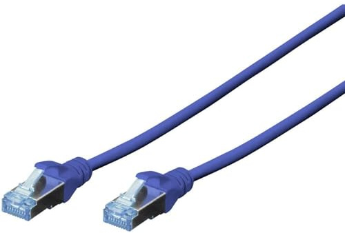 Digitus LAN Cable Cat 5e - 0.5m - CCA Network Cable with RJ45 - SF/UTP Shielded - Compatible with Cat6 & Cat5 - Blue