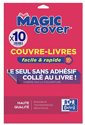 OXFORD Magic Cover Buchschoner, Inhalt 5 Stück + 5 GRATIS, Farblos, PVC, Kein Verschluss, DIN A4, Buchumschlag
