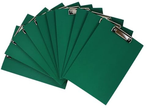 Klemmbrett/Schreibplatte/Klemmplatte A4 economy aus Graupappe, mit PVC-Folien-Überzug, mit Drahtbügelklemme, leinengeprägt, Farbe: grün - 10 Stück