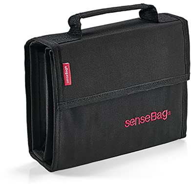 transotype senseBag Wallet, schwarze Tasche für bis zu 36 Marker, mit abgenähten Stiftfächern, aus abwaschbaren Polyestergewebe