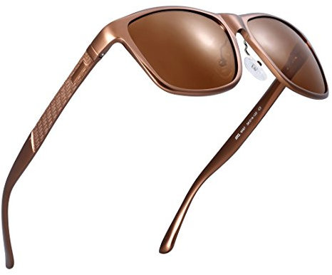 ATTCL Herren Polarisierte Fahren Sonnenbrille Al-Mg Metall Rahme Ultra Leicht 8587-brown UV400 CAT 3 CE
