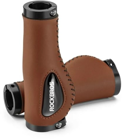 COFI 1453 Elegante Leder Fahrradgriffe in Braun ergonomische Form Innendurchmesser: 22 mm