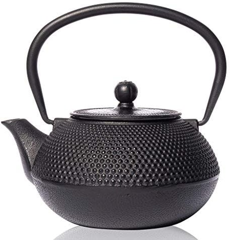 The Exotic Teapot - Black Tenshi Cast Iron Teapot, 600ml, 2 Cup Size, Japanese Style, Tetsubin Kettle