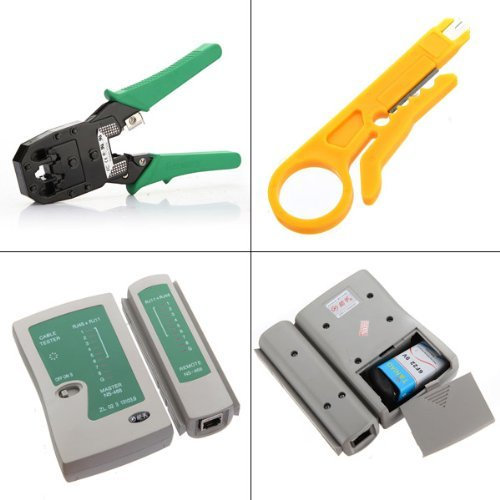 Network Lan Kit RJ11 RJ12 CAT5 RJ45 Cable Tester+Crimping Crimper+Connector Tool