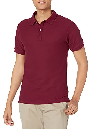 IZOD Uniform Young Herren-Poloshirt mit kurzen Ärmeln, burgunderfarben, L