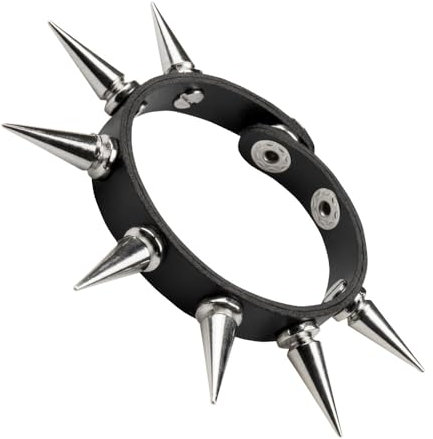 Boland 64461 - Armband Spike de Luxe, Armreif mit spitzen Nieten, Lederimitat, verstellbare Größe, Punk, Rocker, 80er, Kostüm, Karneval, Mottoparty, Halloween