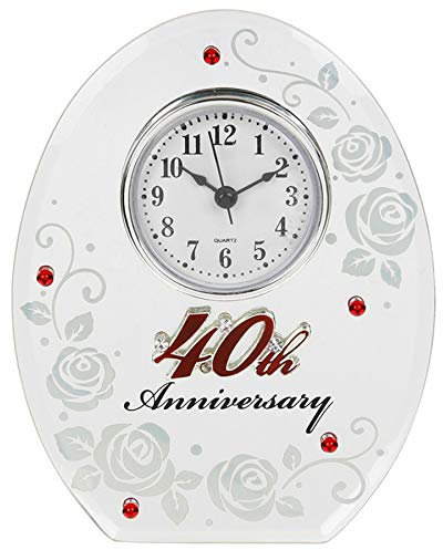 Shudehill 17852 40th Wedding Anniversary Oval Clock Ruby Wedding Gift Present