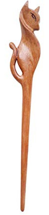 Marycrafts Katze Haarnadel Haarstab Haargabel Haar Stöcke Haarschmuck aus Holz