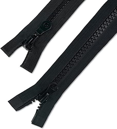 Telliswelt Reißverschluss 2-Wege Kunststoff schwarz teilbar 60 cm | 2-Wege Reißverschluss, 60 cm, Kunststoff, 3,9 cm Bandbreite, ca. 8 mm Zähne. Beidseitig teilbar für Jacken, Mäntel, Overalls.