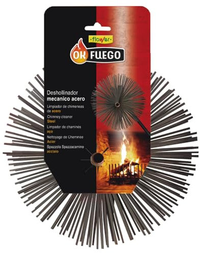 Flower - Erizo Deshollinador de Acero OKFuego | Solución para Chimeneas | Prevención de Obstrucciones y Fugas | Eficiencia Energética | Atractivo Multicolor, 250 mm