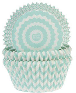 House of Marie 50 Muffinförmchen, Zick-Zack, mintgrün