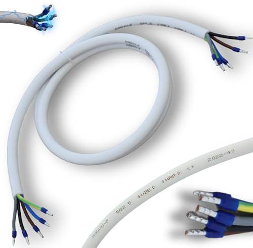 maxgo Herdanschlusskabel 4,5m H05VV-F 5x2,5 Kabel Herd Anschlußkabel Anschluss-Set für Backöfen & Herde Herdanschlussleitung Mantelleitung Backofen Anschlusskabel Herdanschlußkabel