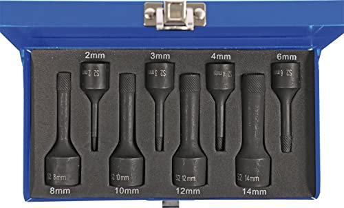 Kunzer 7SA08 Schraubenausdrehersatz (Linksdreher), 8-teilig - Set aus Stahl zum Entfernen defekter Schrauben, mit Koffer