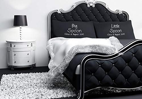 60 Second Makeover Limited Personalised Big Spoon Little Spoon Black Pillowcase Pair of Couples Pillowcases Pillow Case Gift Bedding Present Valent