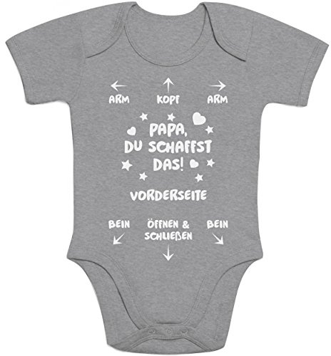 Shirtgeil Baby Body Papa - Du Schaffst Das - Witziger Strampler für Väter - Kurzarm- und Langarm-Bodys - Lustige Babykleidung mit Spruch - Vater Geschenk - Hochwertiger Babystrampler