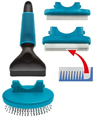 WENKO 80970900 3 in 1 Tierpflegebürste, 4 teilig