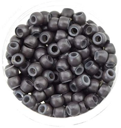 Silicone Lined Nano Rings Beads for use with Nano Tip Hair Extensions New - Dark Brown - Amount-100
