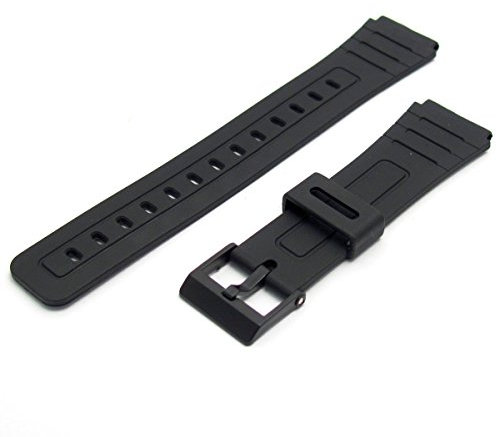 Replacement Watch Strap 18mm Black Resin to fit Casio F91, F105, F94