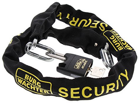 BURG-WÄCHTER Candado cadena de eslabones cuadrados, Juego con cerrojo, Cadena para bicicleta, Moto, Patinete eléctrico, Muebles de jardín, SKM 6/90, Negro, 90 cm