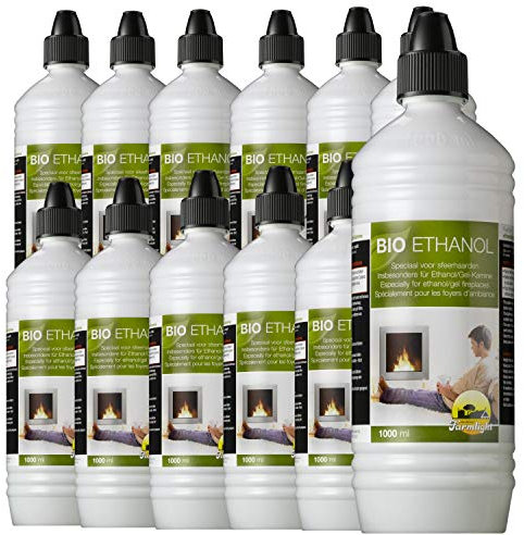 Hochleistungs Bio-Ethanol 12 Liter mit Minierschutz und Einfülldüsen für jede Flasche