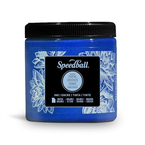 Speedball 3802 Water Soluble Block Printing Ink – Bold Color With Satin Finish AP Non-toxic 8 Fl. Oz., Blue