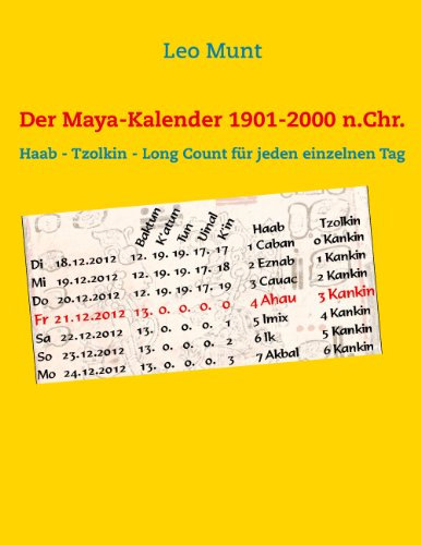 Der Maya-Kalender 1901-2000 n.Chr.: Haab - Tzolkin - Long Count für jeden einzelnen Tag