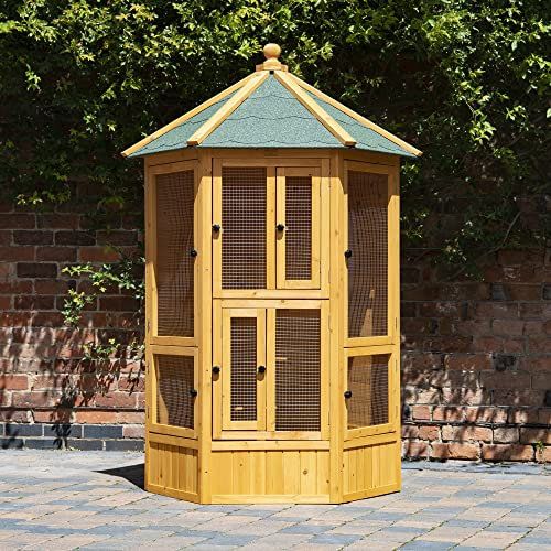 FeelGoodUk Bird Aviary Hexagonal Wooden Bird Flight