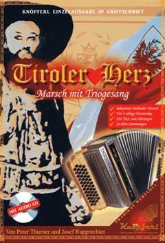 Tiroler Herz - Knöpferl Einzelausgabe in Griffschrift mit CD