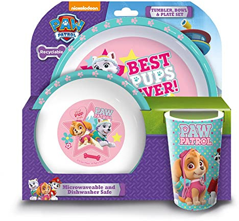 Paw Patrol Girls Tumbler, Bowl and Plate Set, 3 piece, Pink