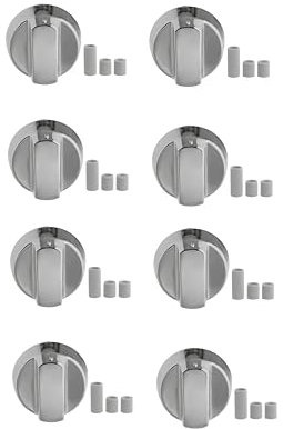 First4spares Silver Universal Cooker Control Knob for Cookers & Ovens 8 Pack