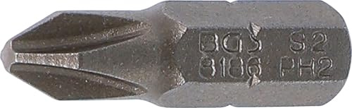 BGS 8186 | Bit | Antrieb Außensechskant 6,3 mm (1/4) | Kreuzschlitz PH2 | Länge 25 mm | Chrom-Vanadium-Stahl (S2)