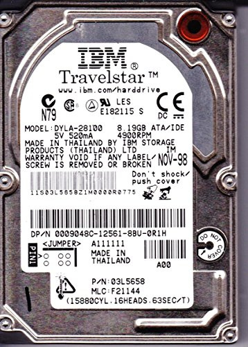 DYLA-28100, PN 03L5658, MLC F21144, IBM 8GB IDE 2.5 Hard Drive